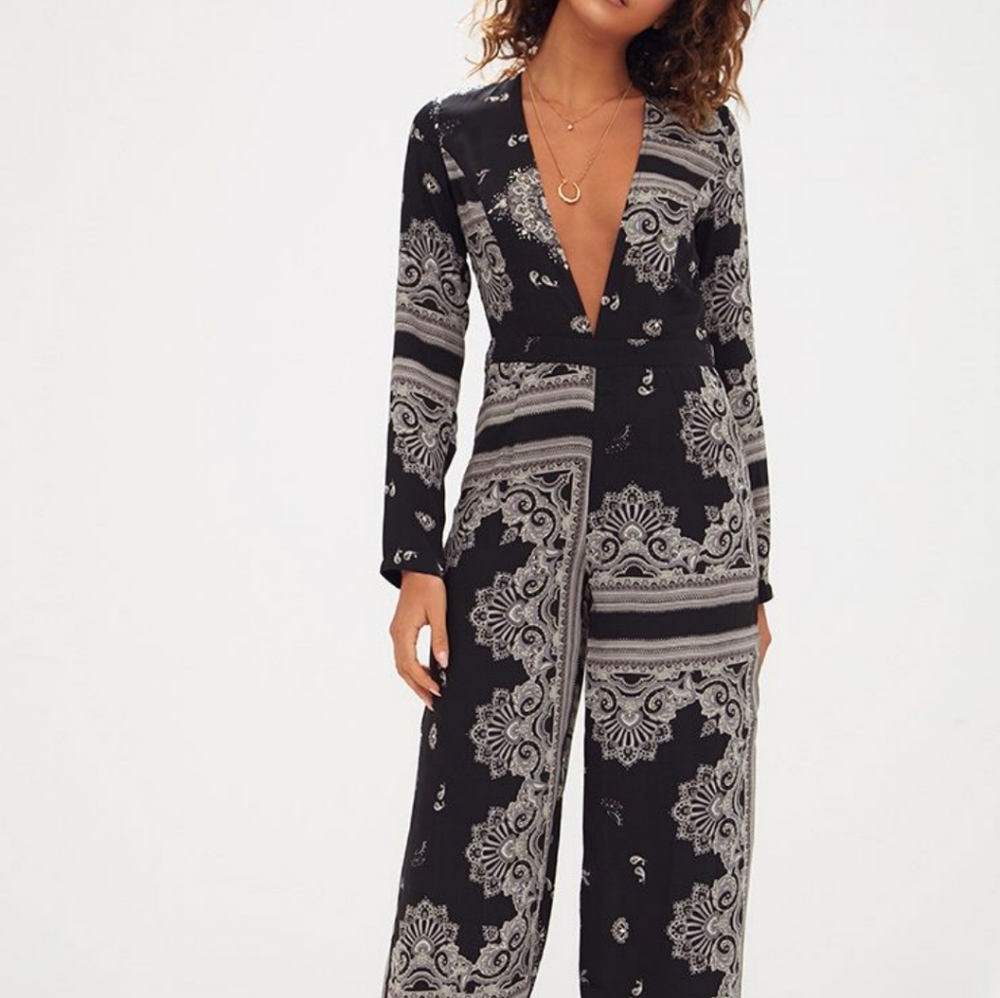 Satin plunge jumpsuit